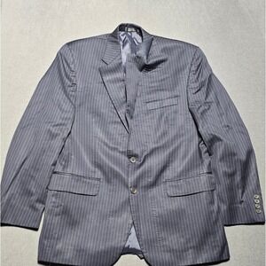 Lauren Ralph Lauren 40 R Mens Gray Pinstripe‎ 100% Wool Two Button Blazer Jacket